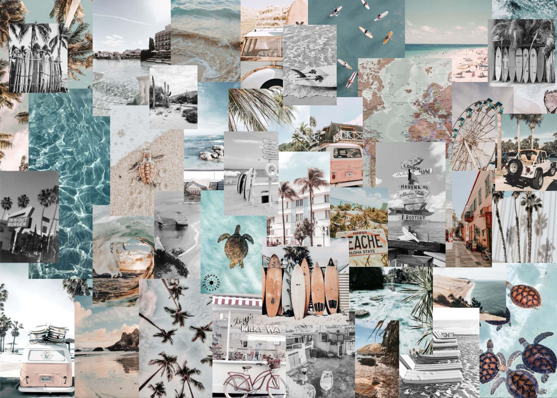 Ästhetischeslaptop Strand Collage Wallpaper