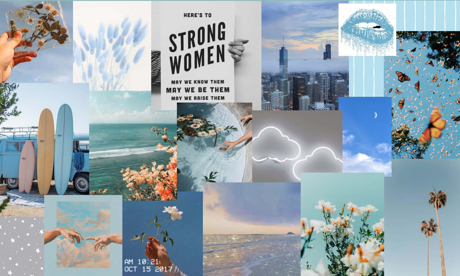 A Collage Of Photos With The Words Strong Women Wallpaper
