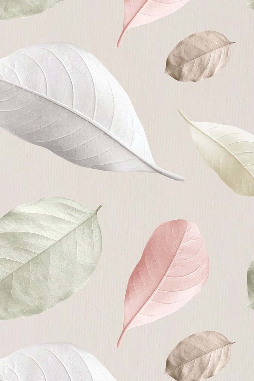 Natural leaf patterns fill the background of this calming aesthetic design.