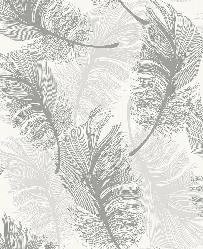 Aesthetic Leaves Light Grey Wallpaper