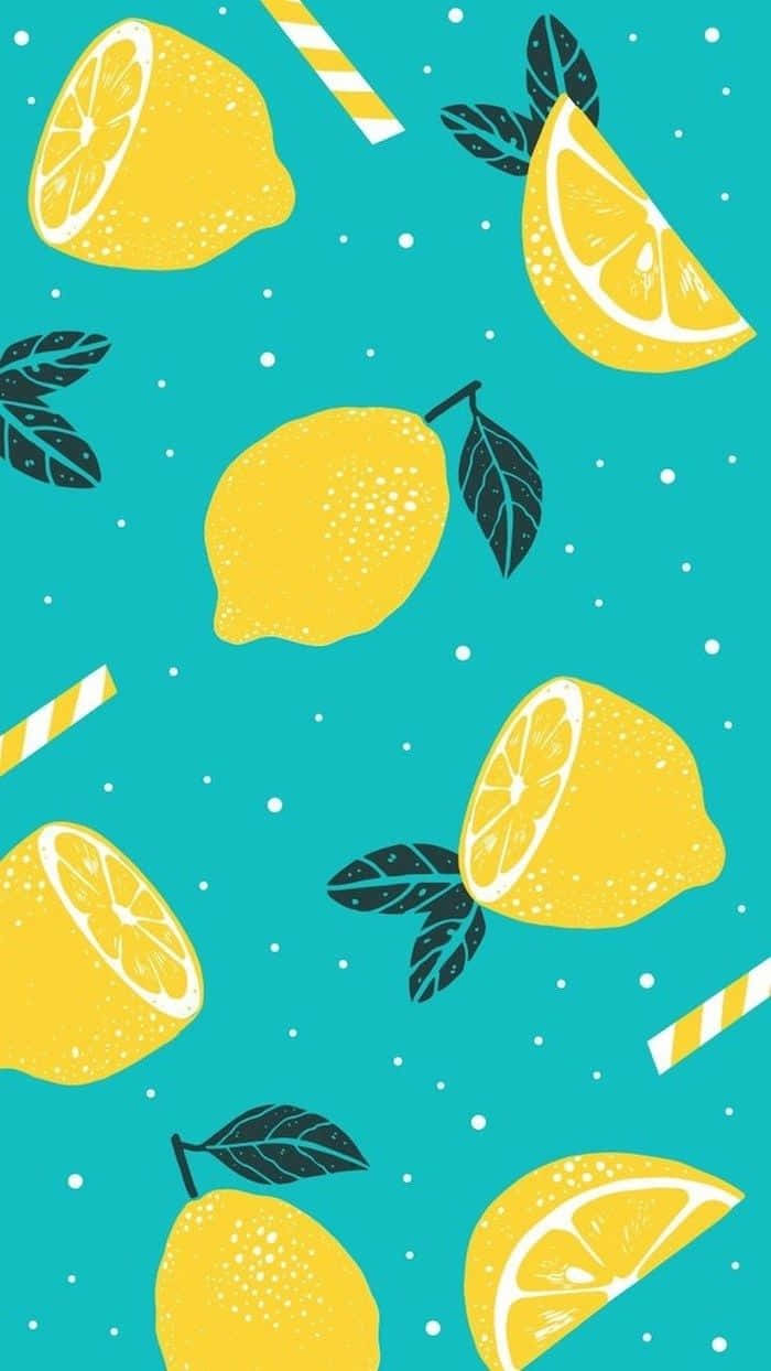Bildfrische Ästhetische Zitrone Auf Dunklem Hintergrund Wallpaper