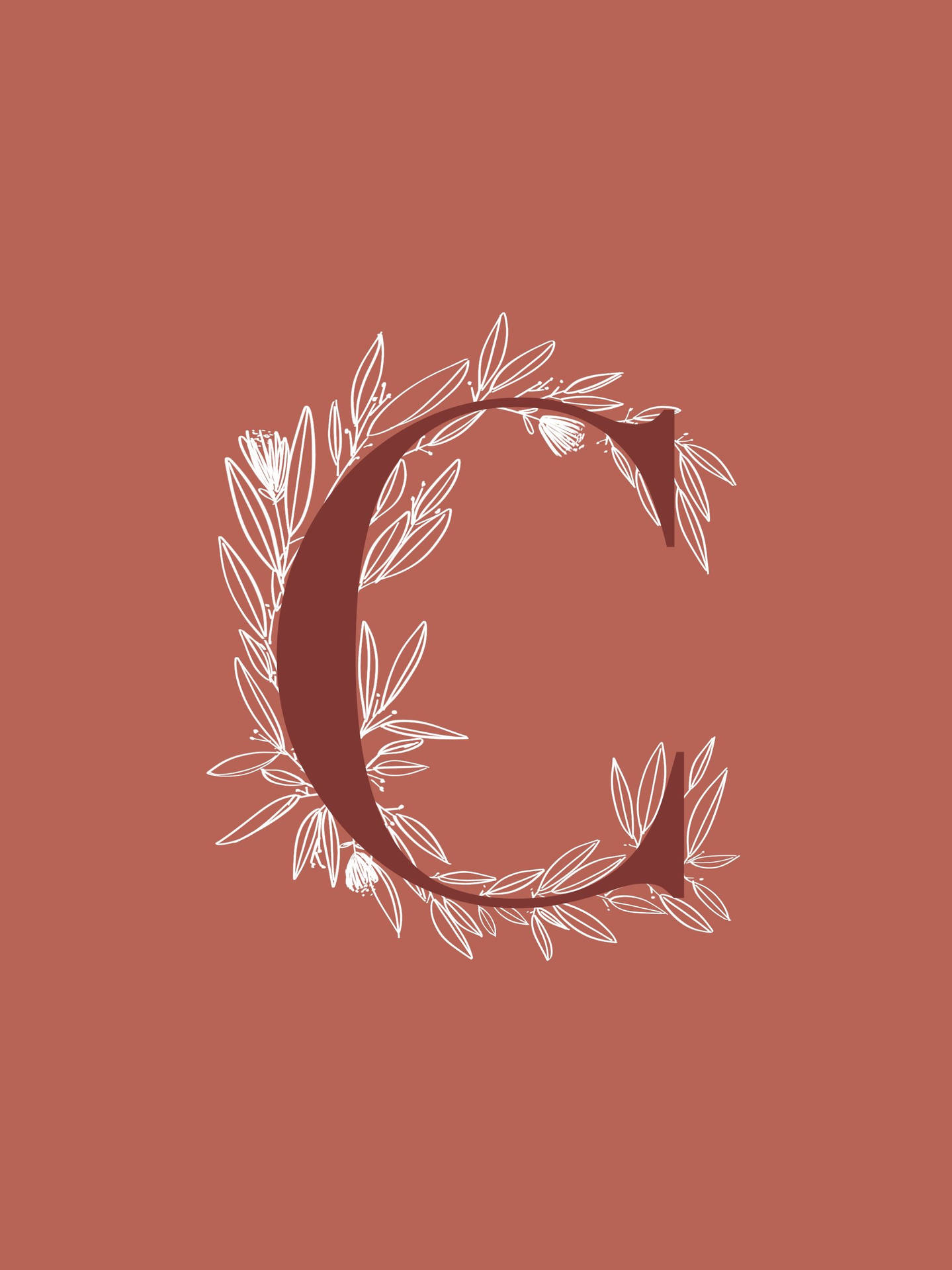 Aesthetic Letter C With Leaves