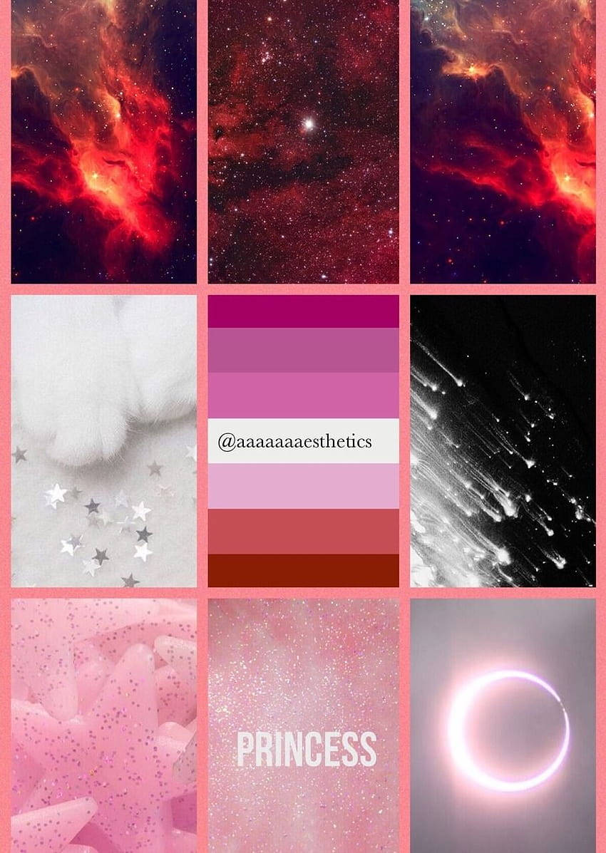 A Collage Of Pink And Purple Pictures With Stars And Stars Wallpaper