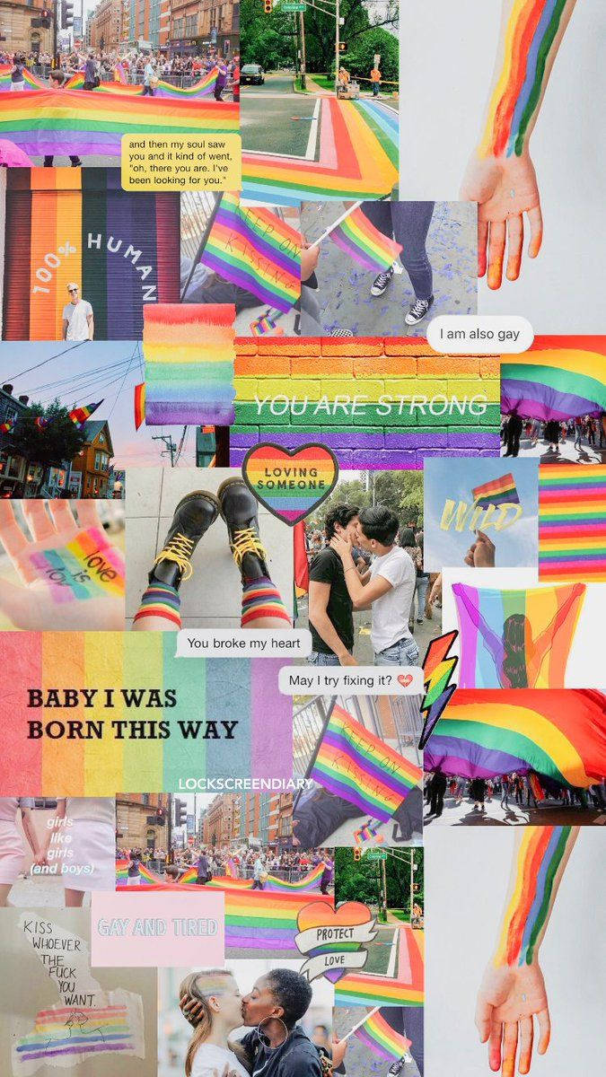 A Collage Of Photos Of People In Rainbow Colors Wallpaper