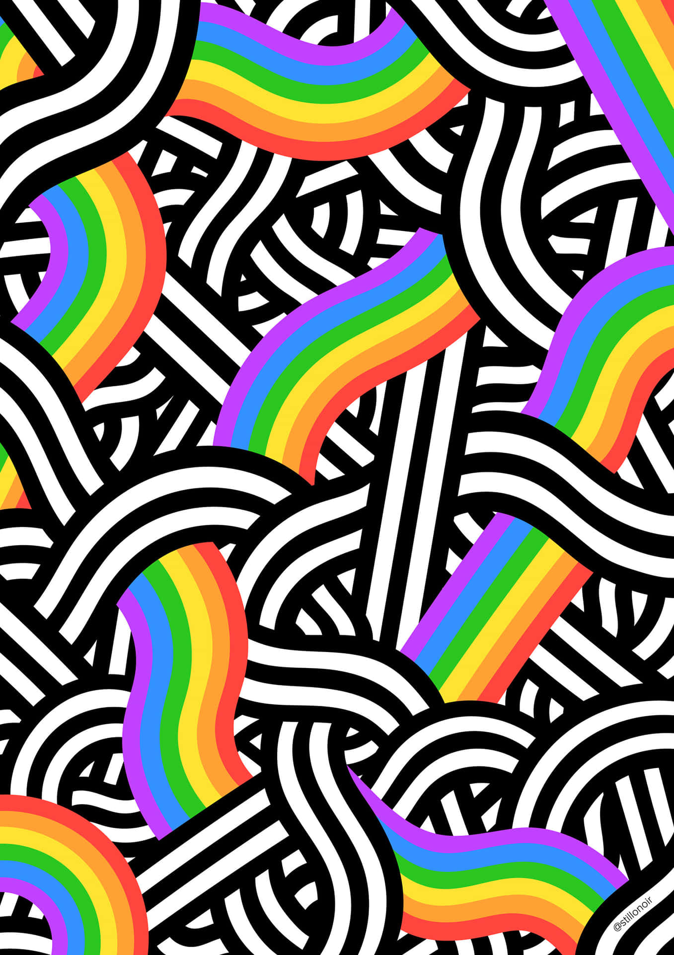 Squiggly Lines Aesthetic Lgbt Rainbow Wallpaper