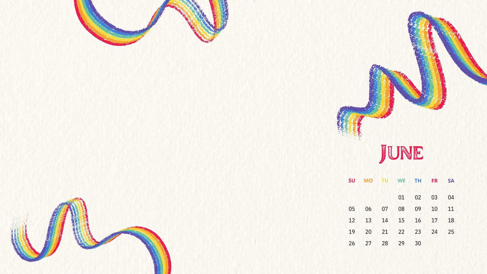 Calendáriode Junho Com Estética Lgbt Rainbow. Papel de Parede