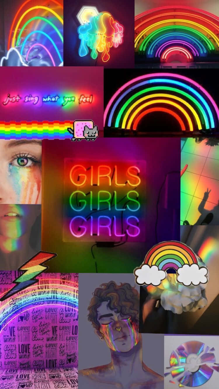 Ästhetischelgbt-regenbogen-collage Wallpaper