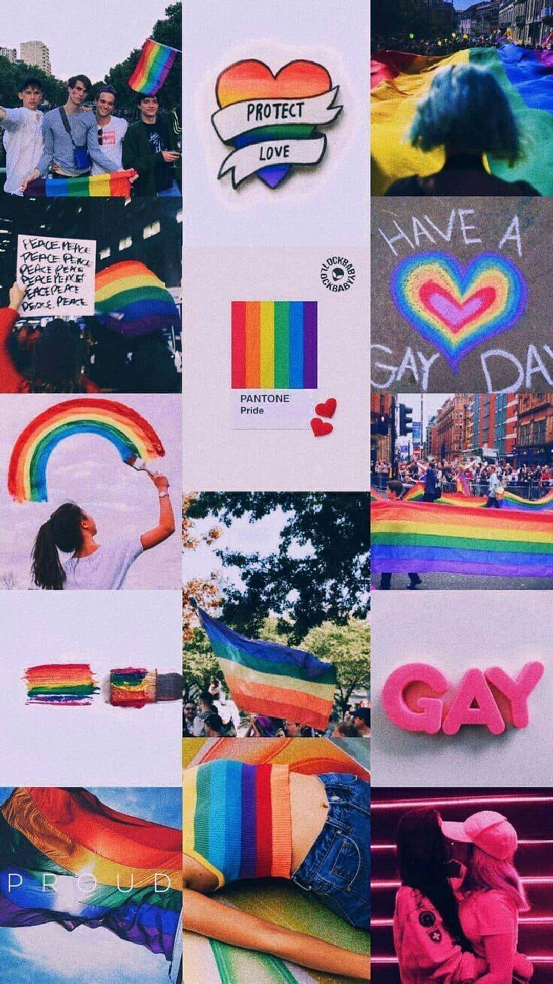 AEstetisk LGBT Rainbow Sød Collage Tapet Wallpaper