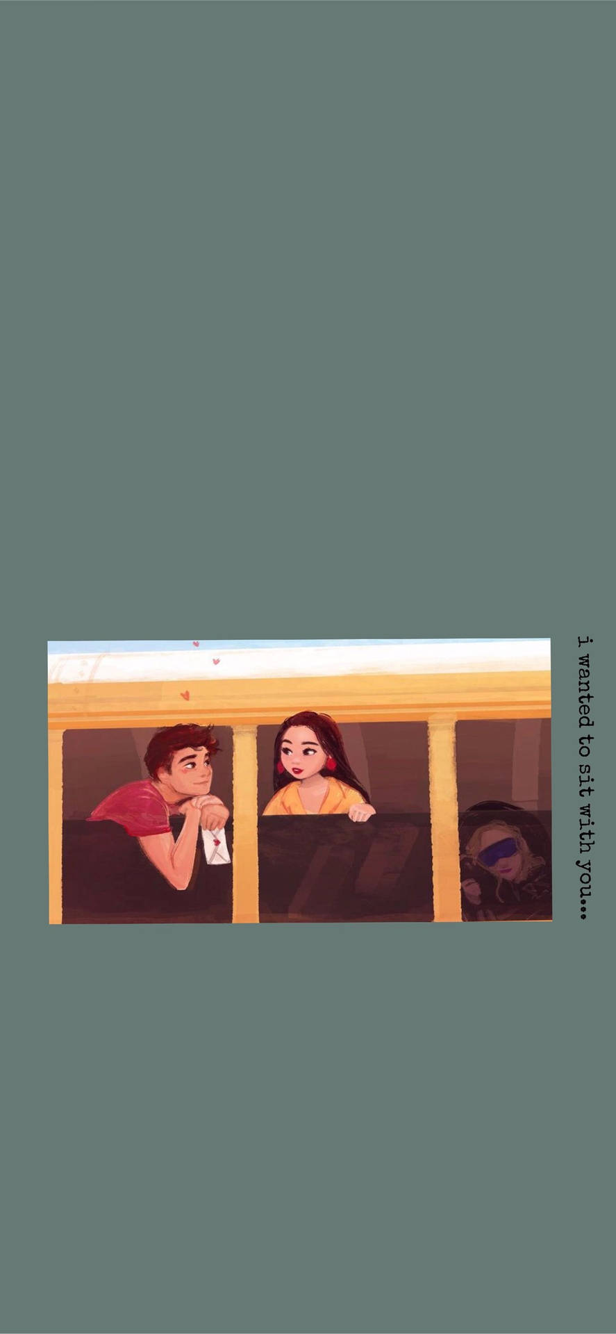 Æstetisk Kærlighed Par I Bus Illustration Tapet Wallpaper