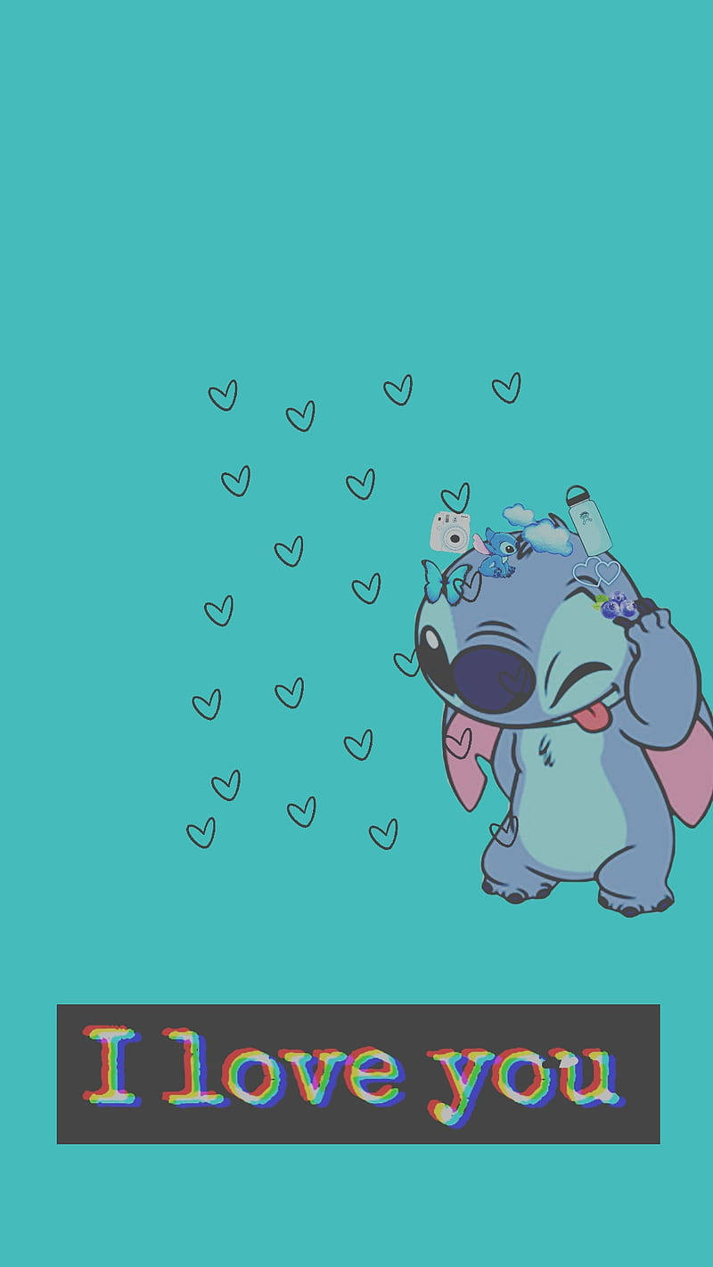 Estéticade Amor Stitch Y Te Amo. Fondo de pantalla