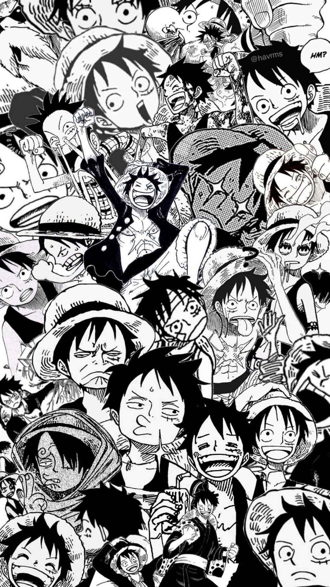 Svartoch Vit Luffy One Piece Estetisk Manga. Wallpaper