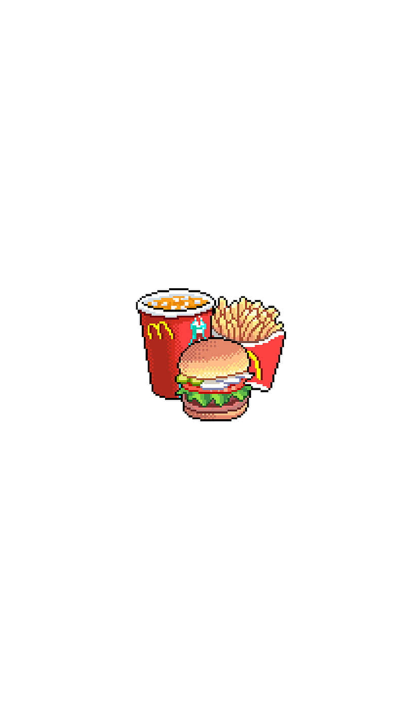 Mcdonald's Burger And Fries On A White Background Wallpaper