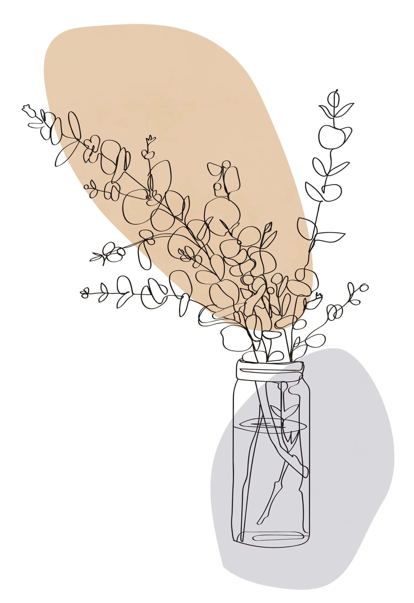 A Drawing Of A Vase With Flowers In It