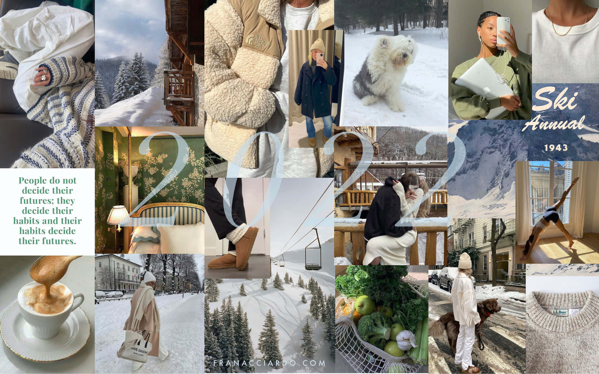 A Collage Of Photos Of People In Winter Clothes Wallpaper