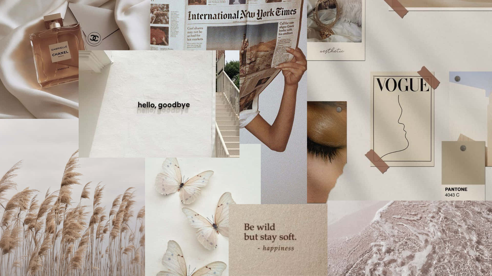 En collage af billeder fra et magasin, et avis og et magasin udspredning Wallpaper