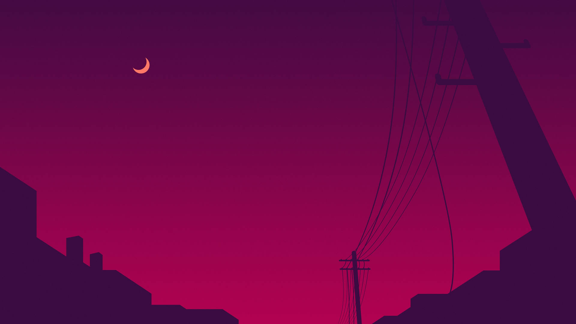 Aesthetic Moon Above The Power Lines Wallpaper
