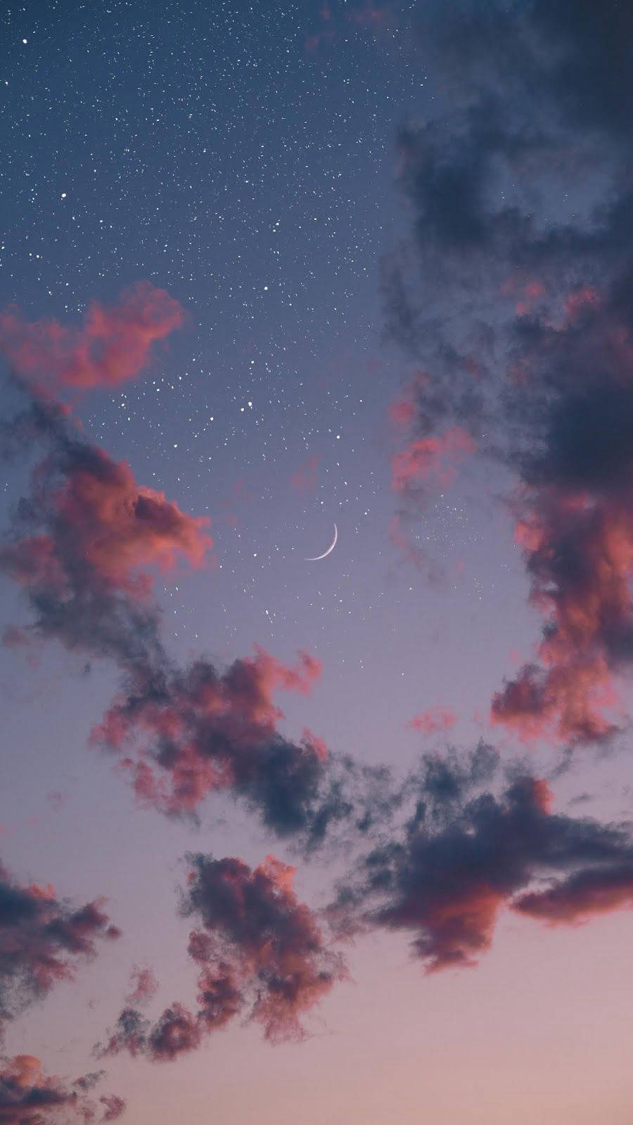 Aesthetic Moon And Sky For IPhone Wallpaper
