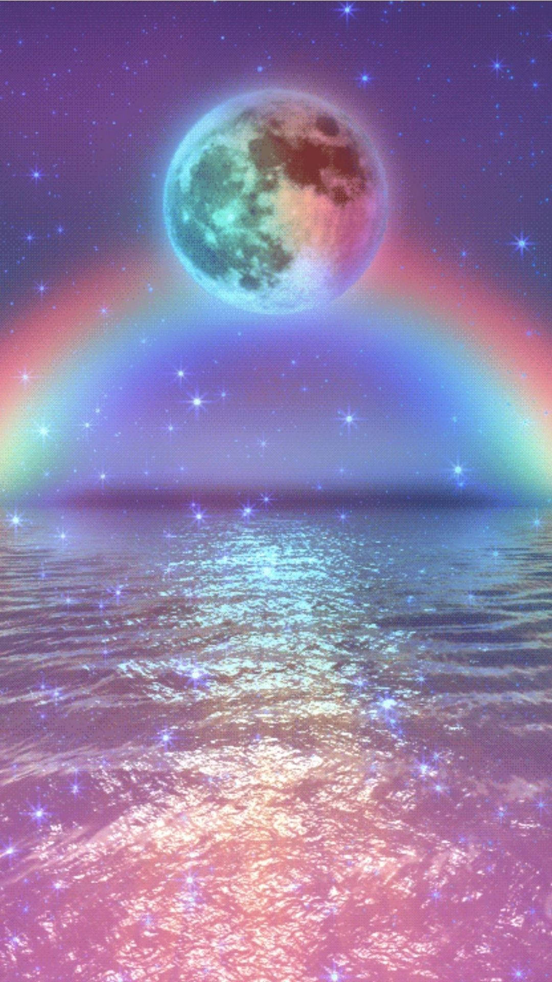 Download Aesthetic Moon In Cute Galaxy Wallpaper 