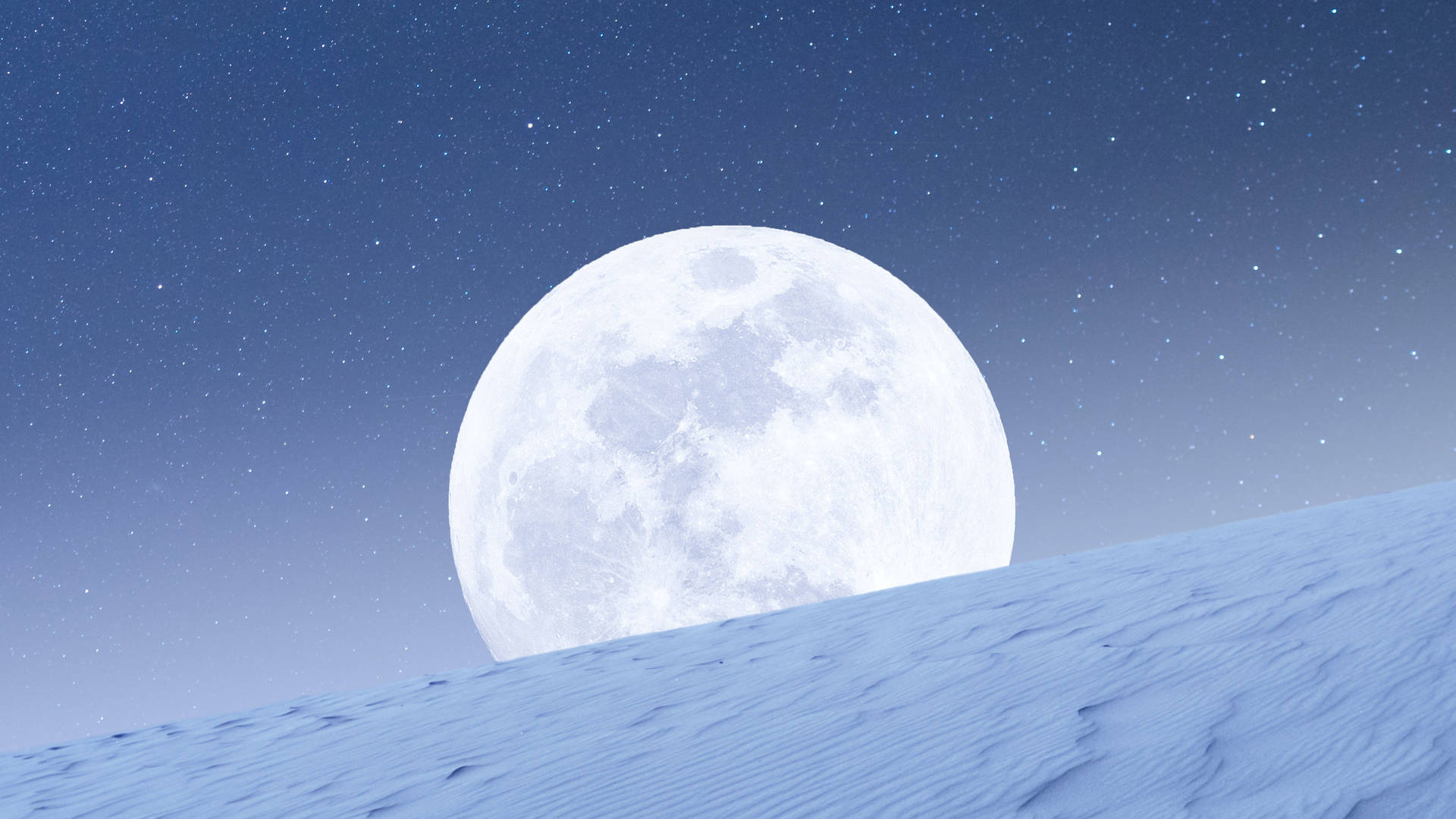 Aesthetic Moon Over The Snowy Hill Wallpaper