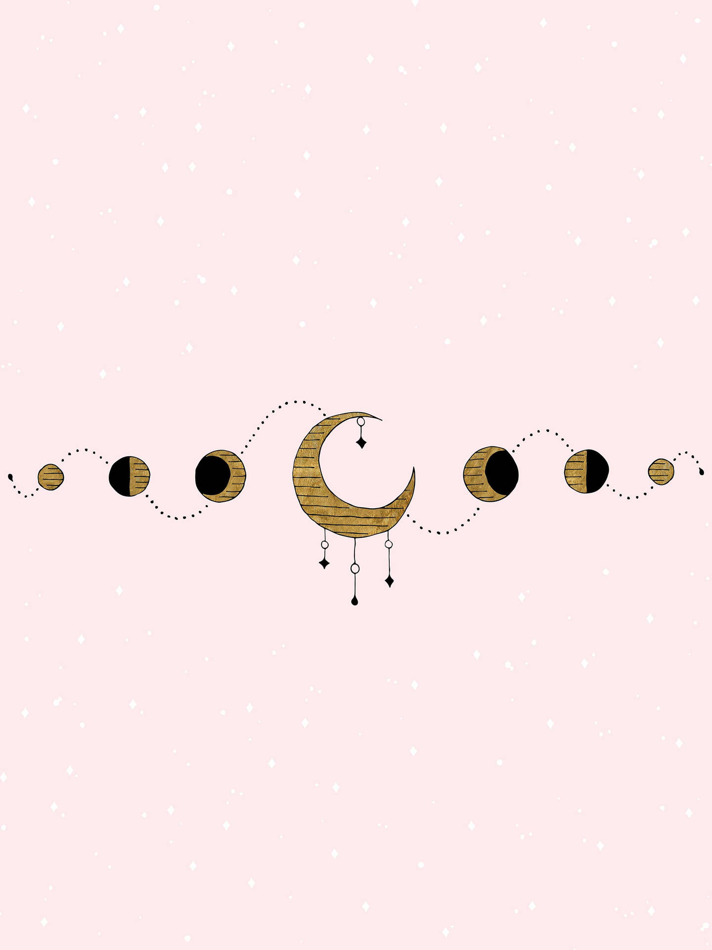 Aesthetic Moon Phases In Light Pink Wallpaper