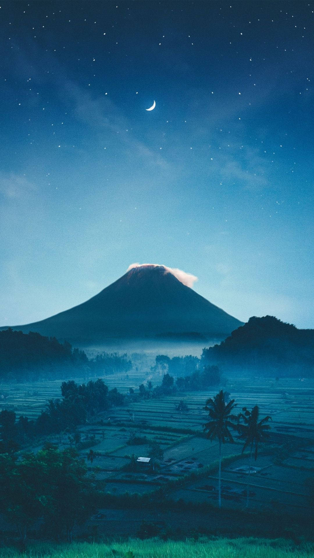 Aesthetic Mountain Night Bali Indonesia Background