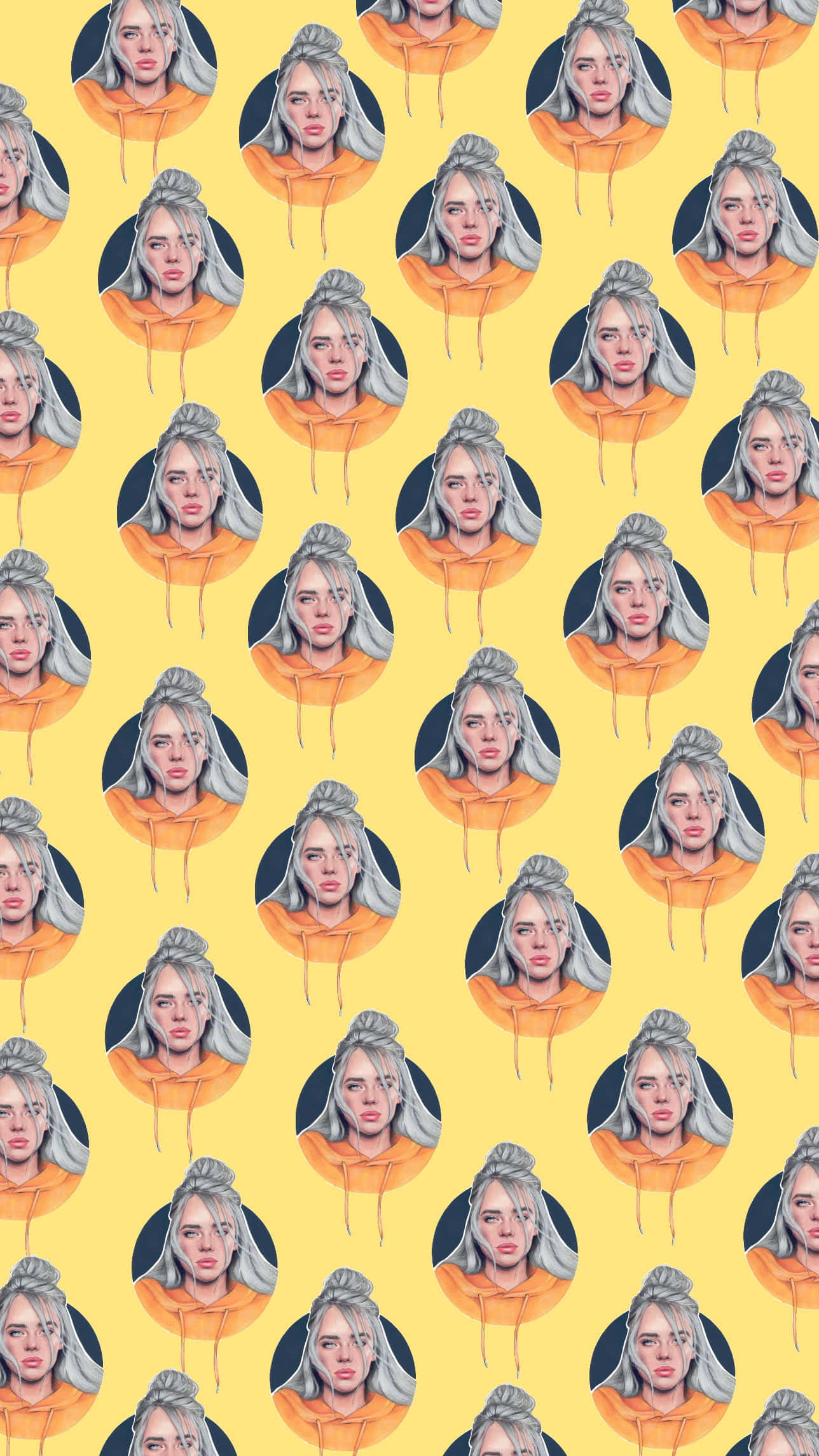 A Pattern Of A Woman With A Yellow Background