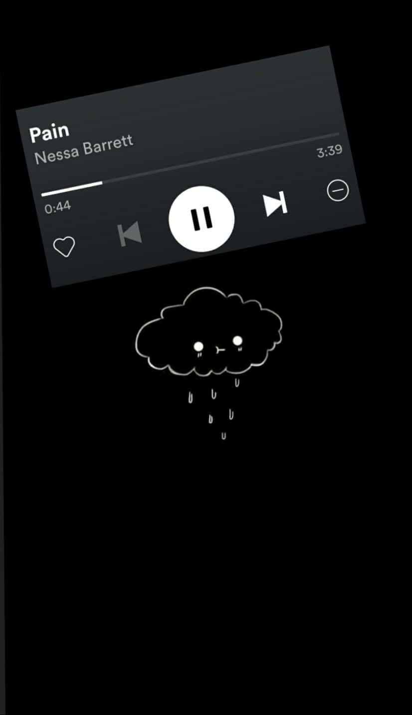 A Black Screen With A Cloud And Rain