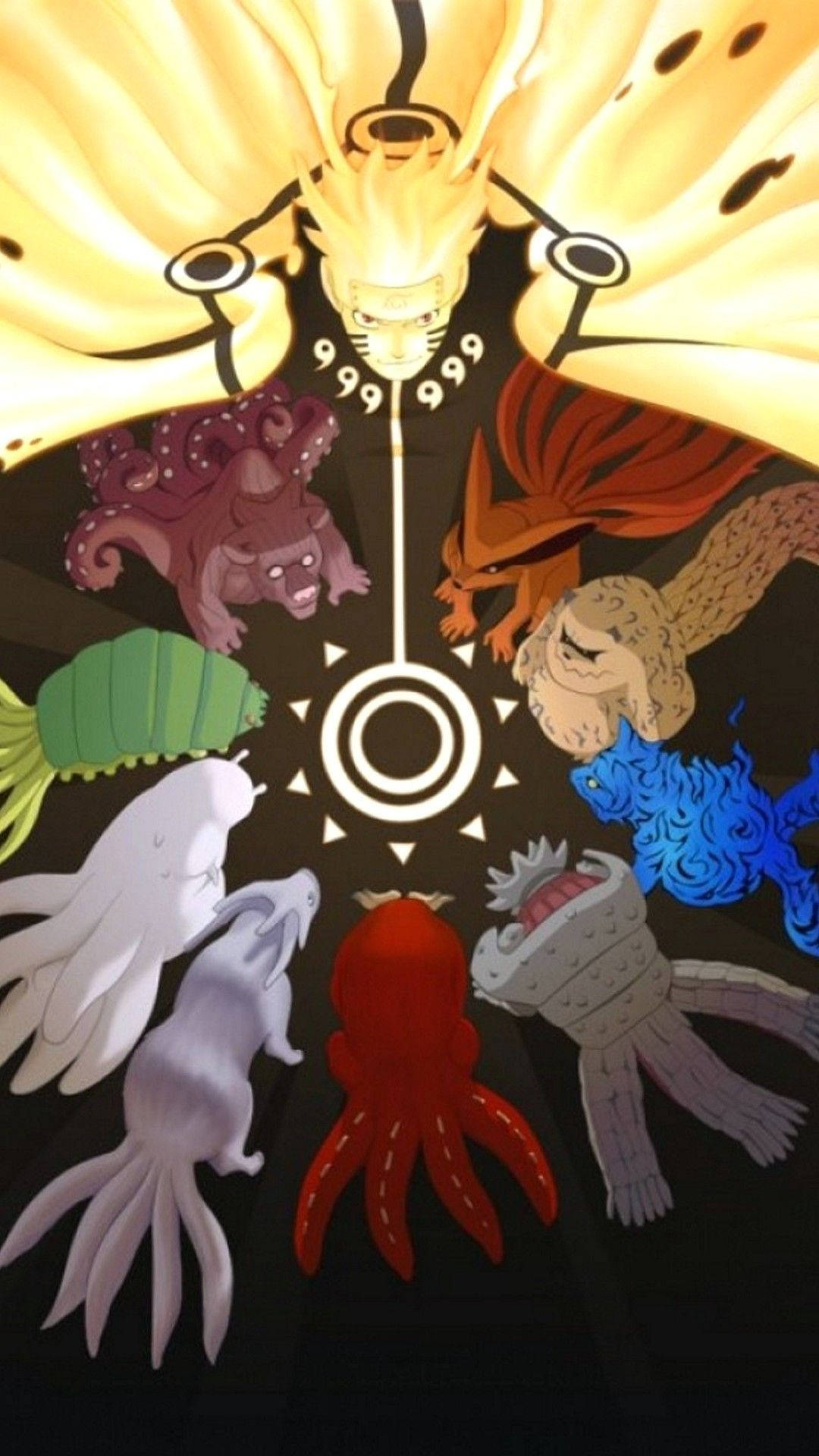 Ästhetischedigitale Kunst Der Naruto Tailed Beasts. Wallpaper