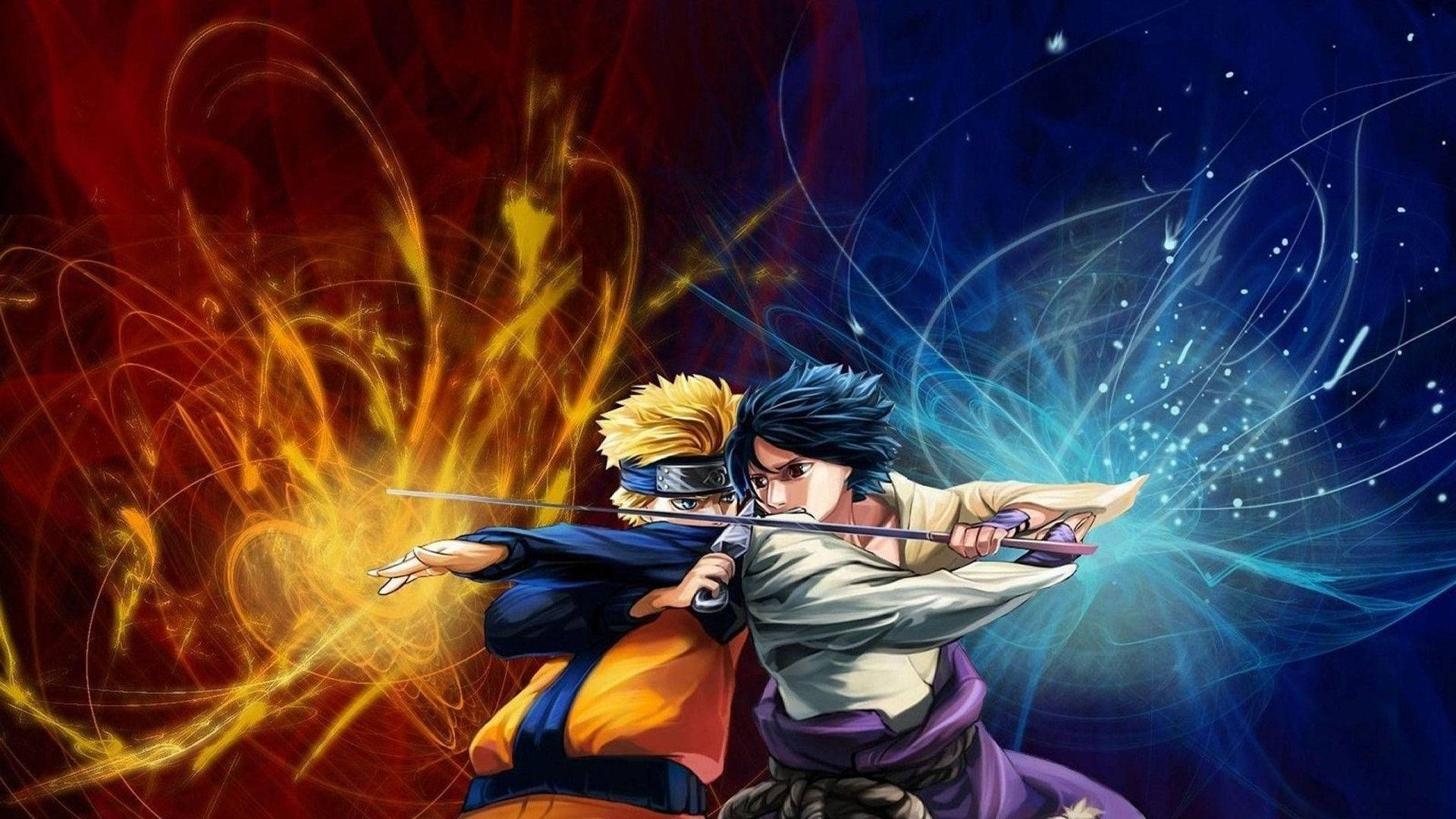 Aesthetic Naruto Versus Sasuke Digital Fanart Wallpaper