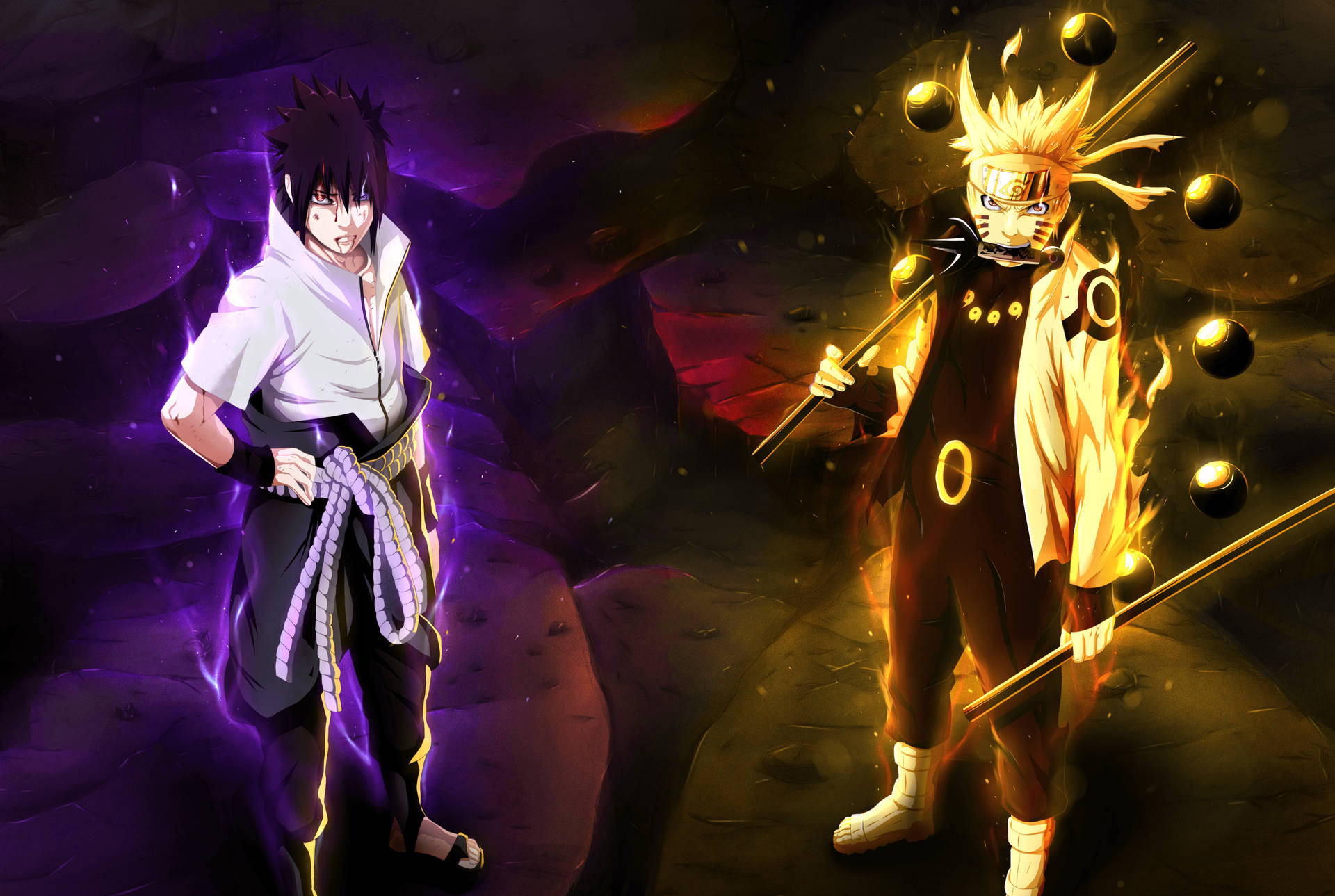 Naruto surrounded by a cosmic flame Wallpaper