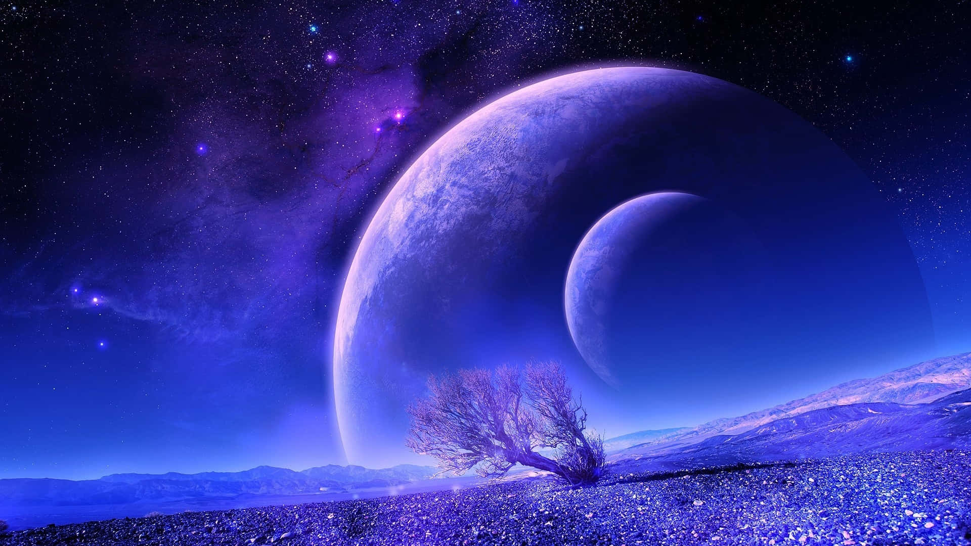 Aesthetic Night Sky Full Moon Wallpaper