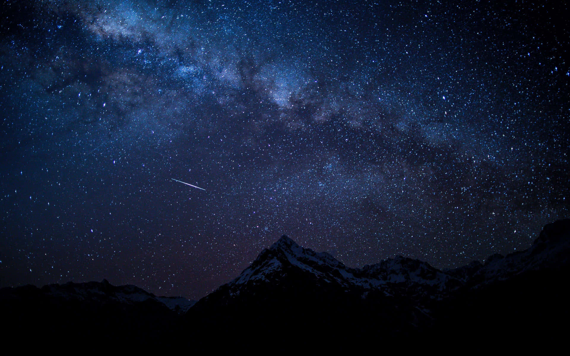 Aesthetic Night Sky With Mountains Wallpaper