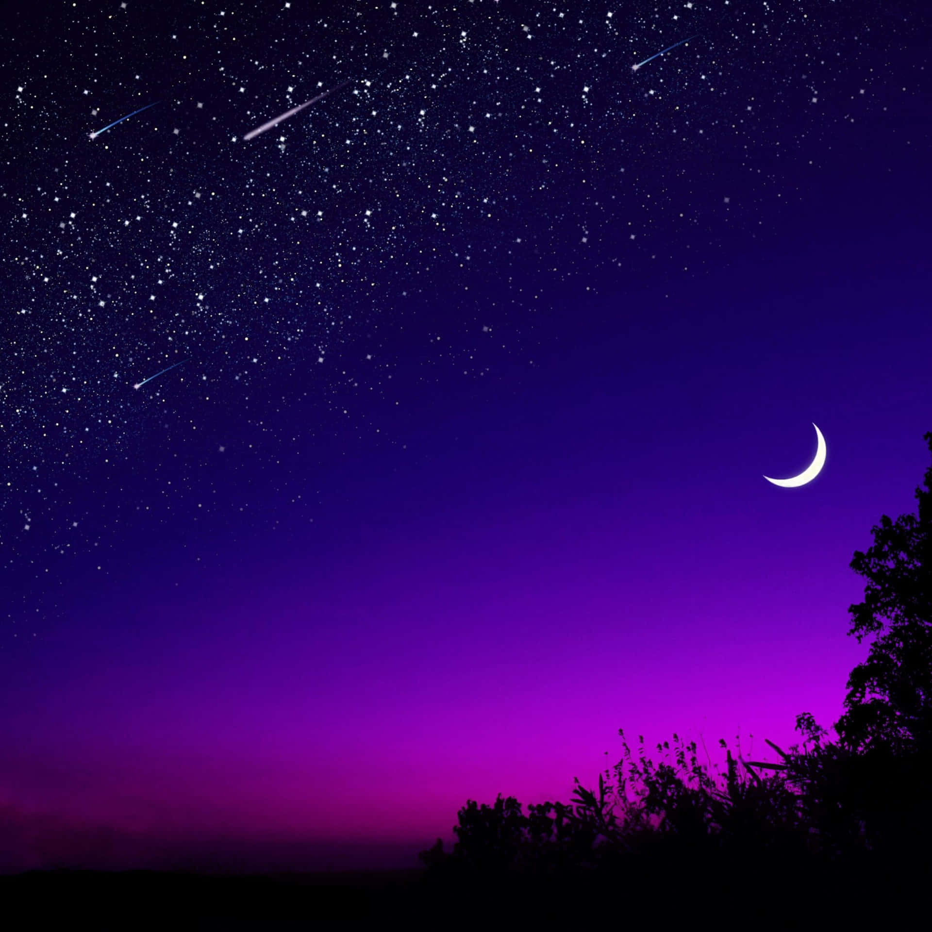 Estrellasfugaces En El Cielo Nocturno Estético. Fondo de pantalla