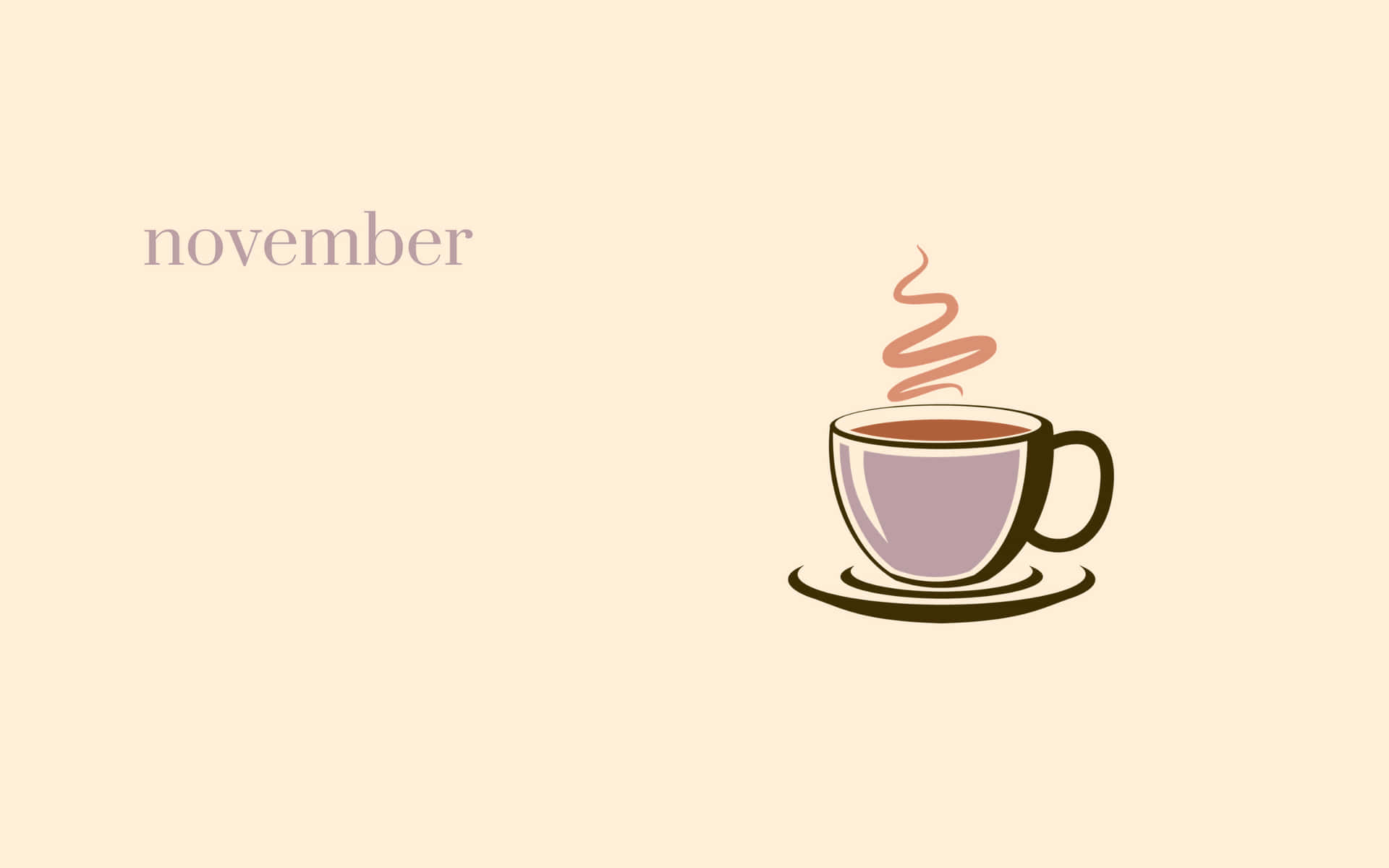 November Coffee Cup With Steam On A Beige Background Wallpaper