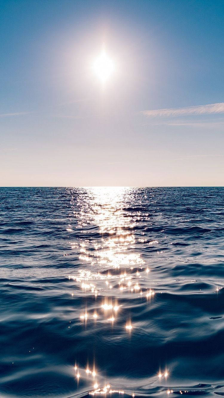 Download Aesthetic Ocean Reflecting Sunlight Wallpaper 