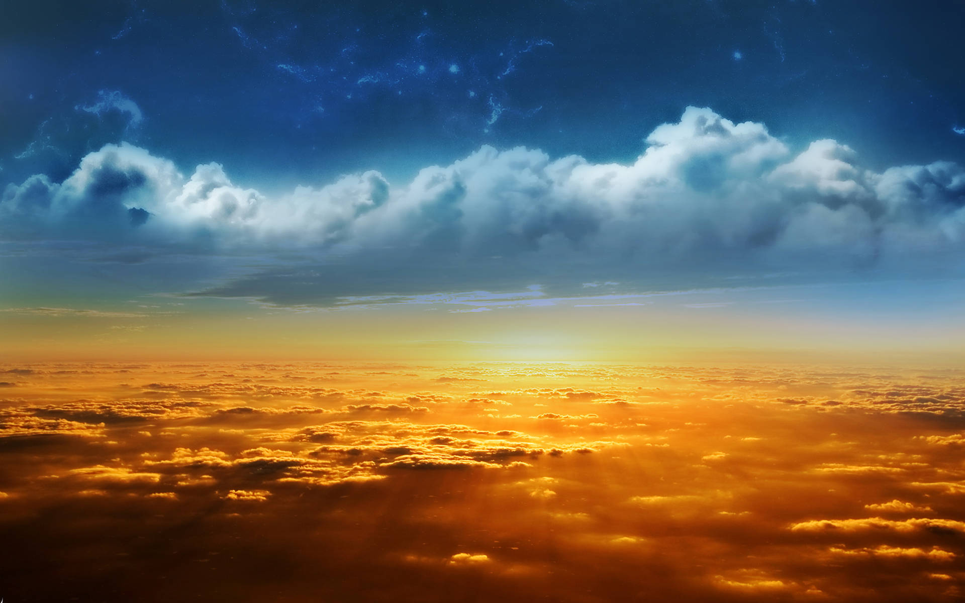 Aesthetic Orange And Blue Clouds Wallpaper