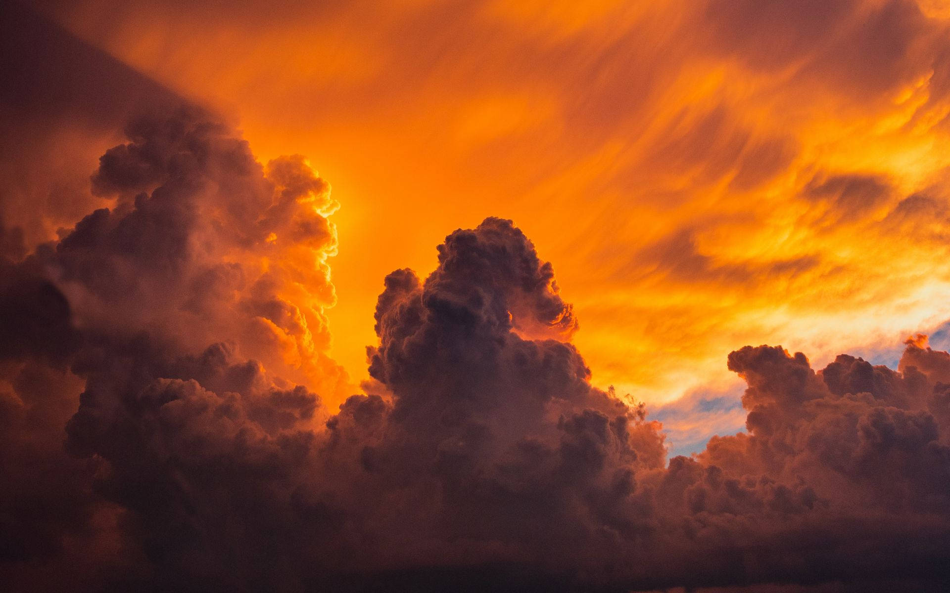 Aesthetic Orange Clouds Sunset Desktop Background