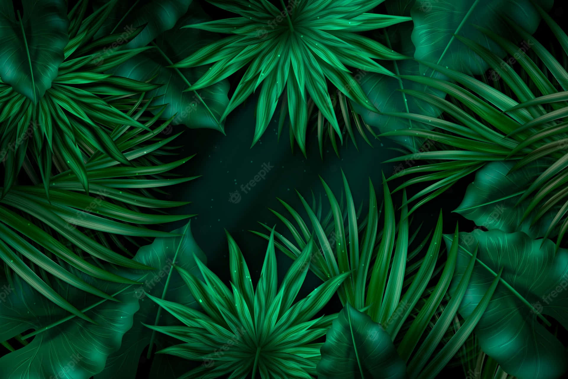 Aesthetic Palm Leaves Clumped Together Wallpaper