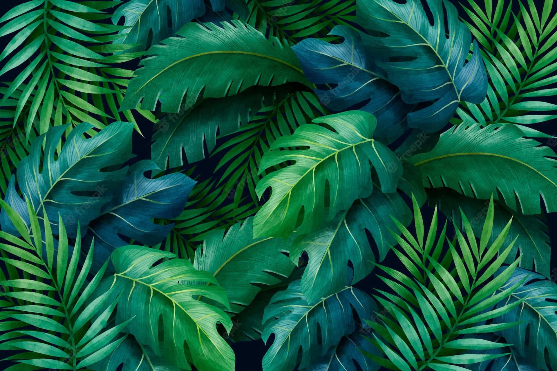 Føl sommer vibes med disse æstetiske palmeblade. Wallpaper