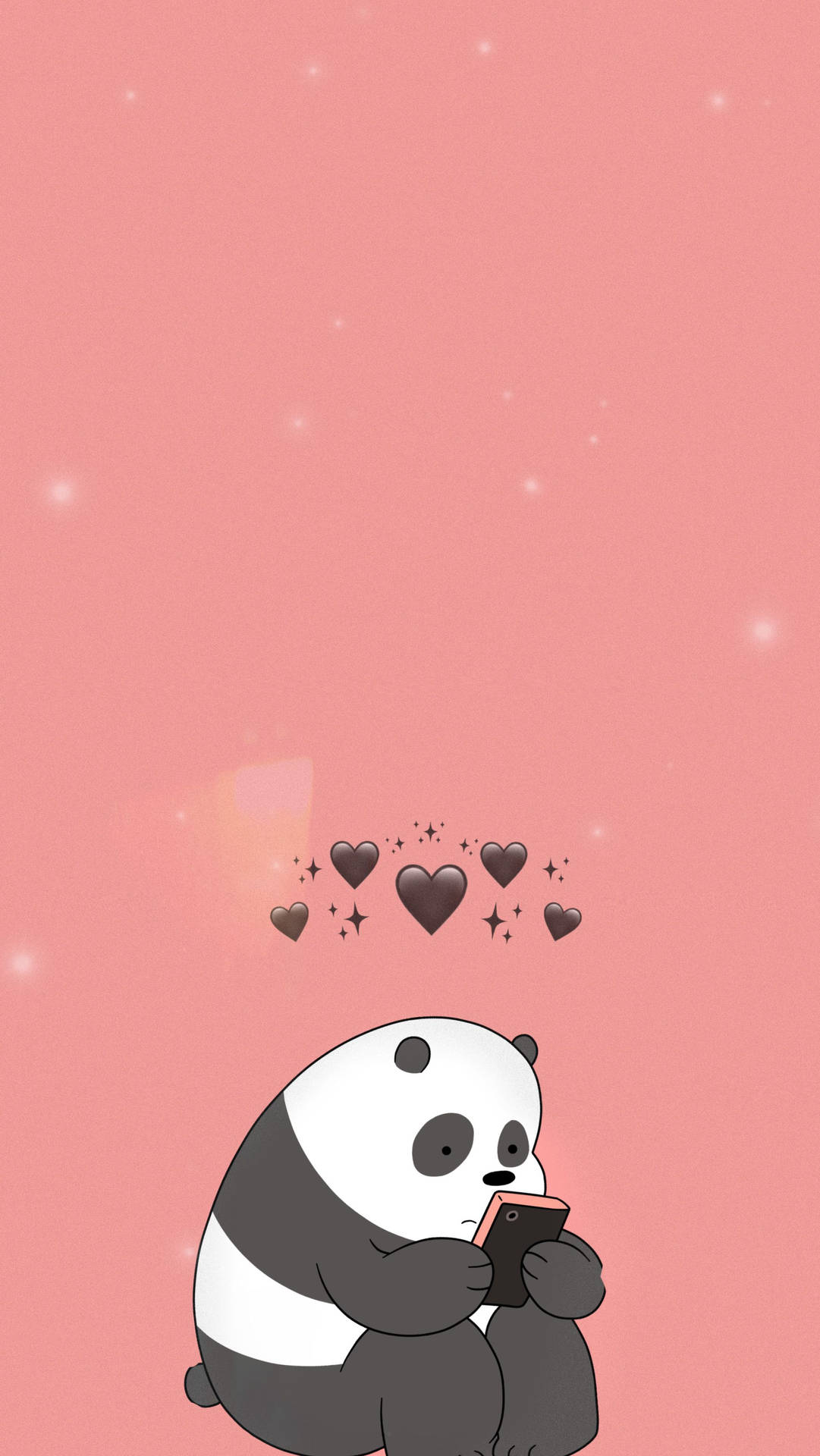 Aesthetic Panda Black Hearts Wallpaper