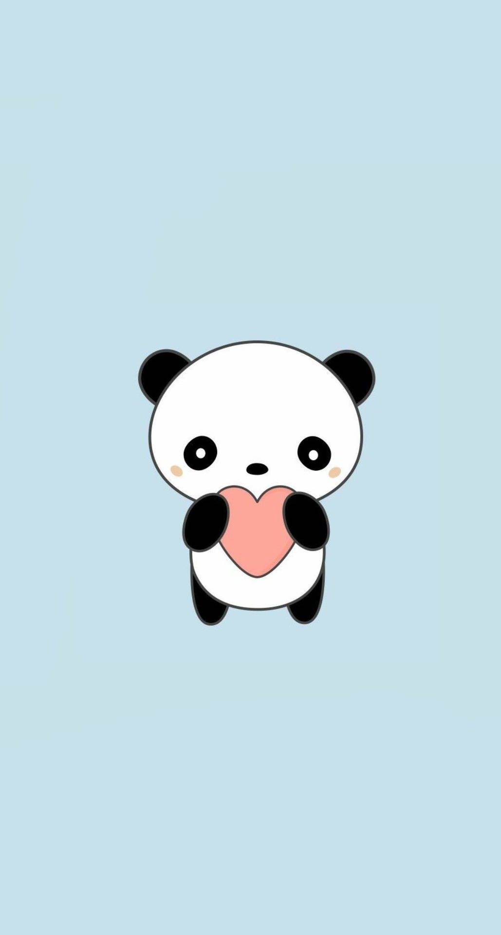 Aesthetic Panda Holding Heart Wallpaper