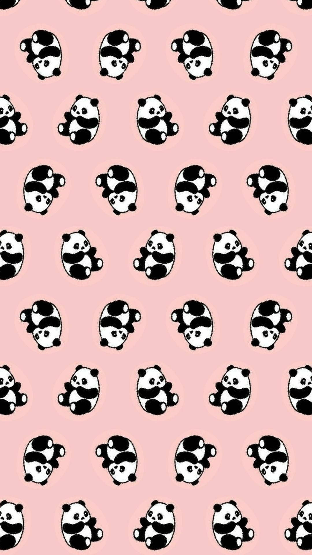 Aesthetic Panda Pink Pattern Wallpaper