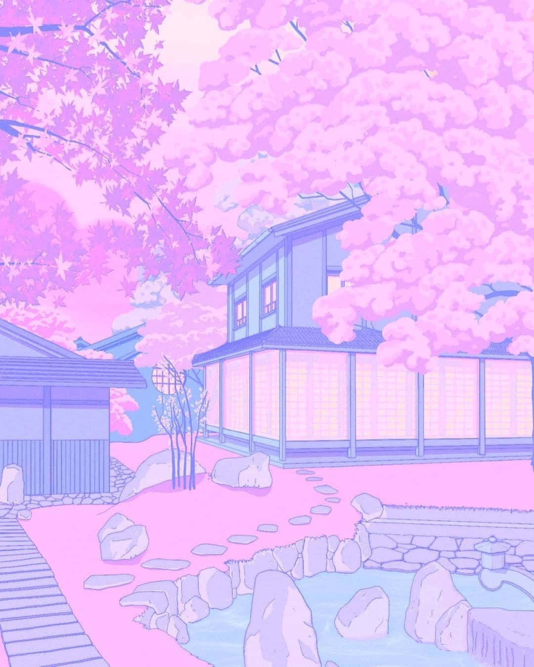 Pink Aesthetic Pastel Anime Spot Background