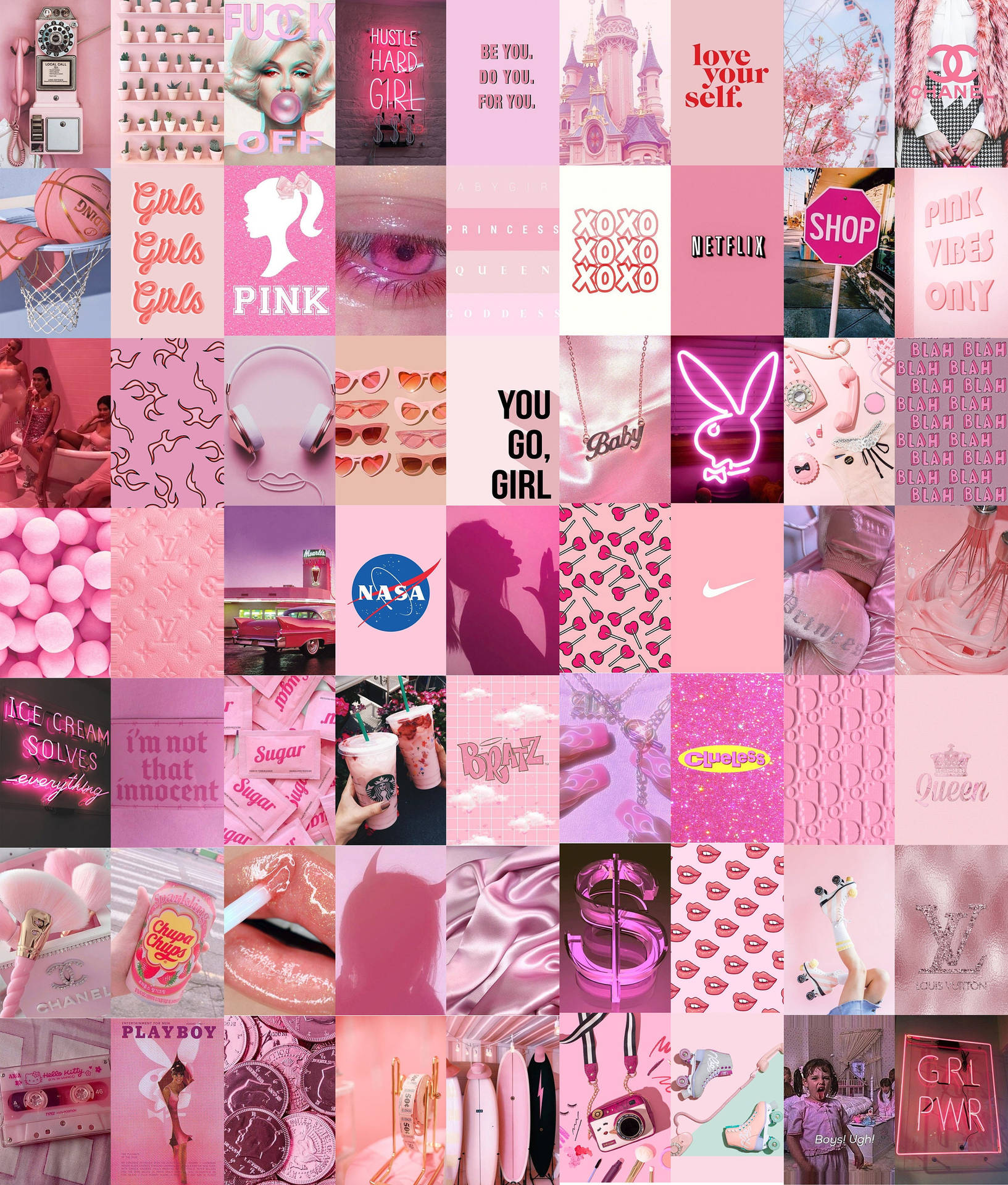 Aesthetic Pastel Pink Collage Wallpaper