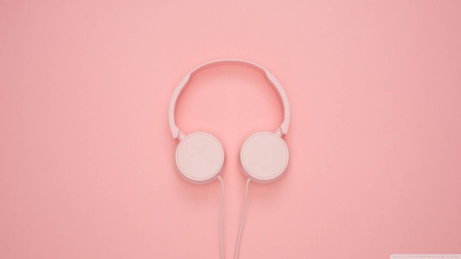 Aesthetic Peach Headphones Laptop Wallpaper