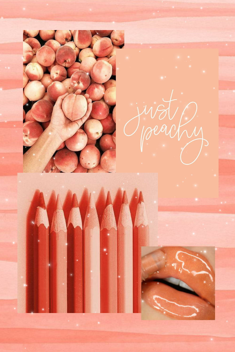 Aesthetic Peach Pink Collage Wallpaper