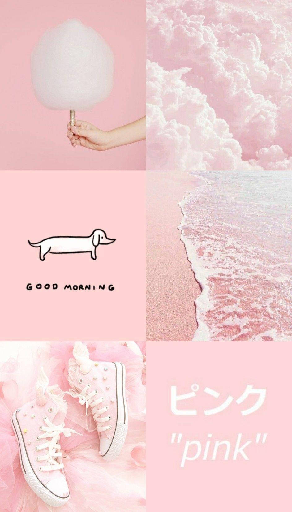 Aesthetic Peach Pink Collage Pink Wallpaper