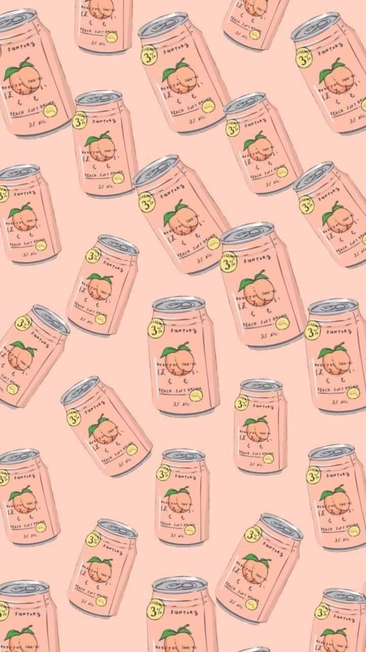 Aesthetic Peach-Pink Beverage Cans Wallpaper