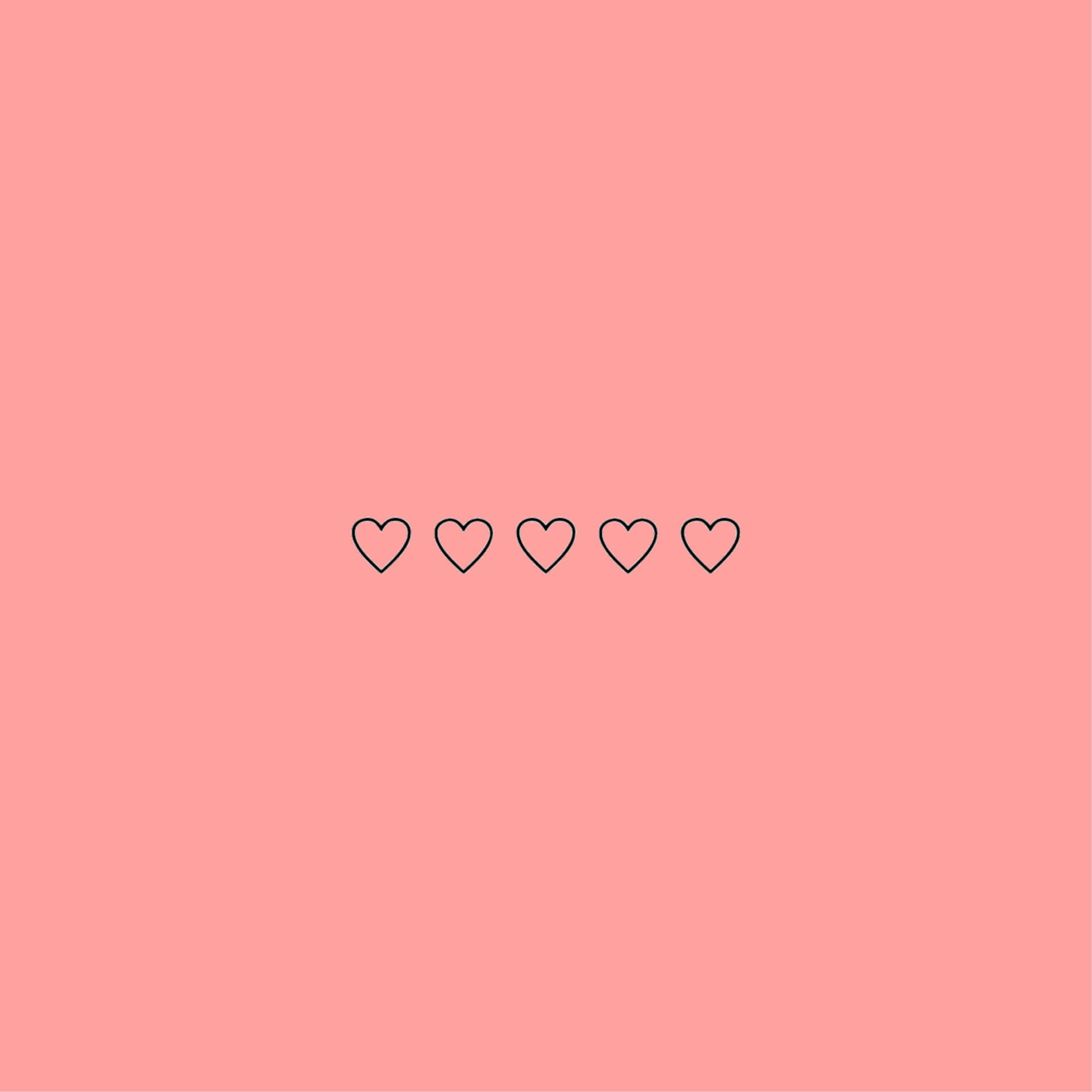 Aesthetic Peach Pink Five Hearts Wallpaper