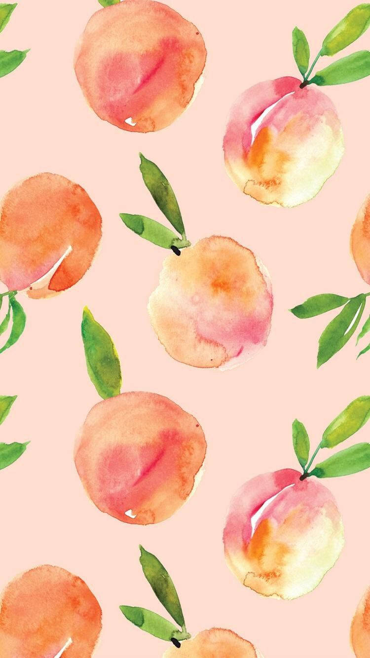 Aesthetic Peach Pink Fruits Wallpaper